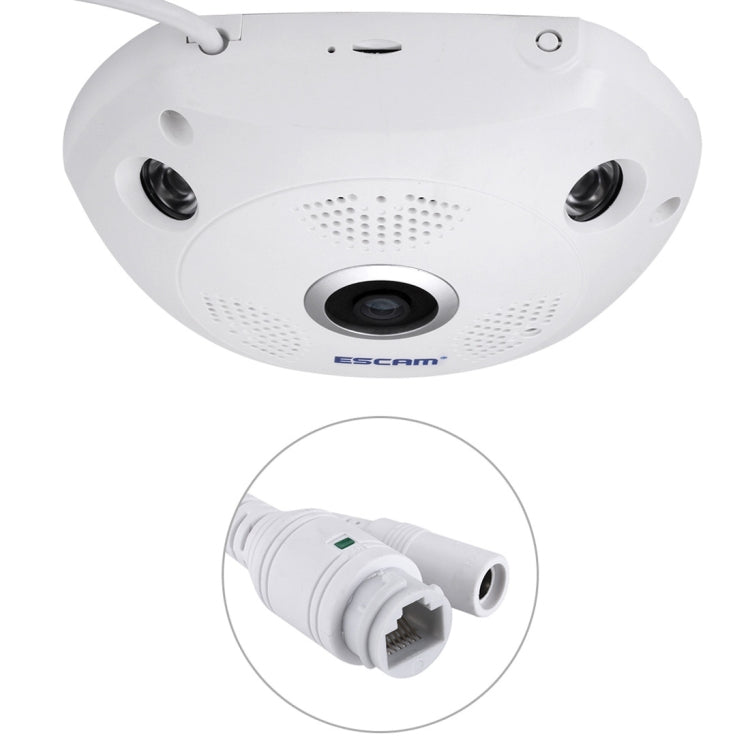ESCAM Shark QP180 960P 360 Degrees Fisheye Lens 1.3MP WiFi IP Camera, Support Motion Detection / Night Vision, IR Distance: 10m, QP180 ESCAM Shark QP180 960P 360 Degrees Fisheye Lens 1.3MP WiFi IP Camera, Support Motion Detection / Night Vision, IR Distance: 10m, QP180